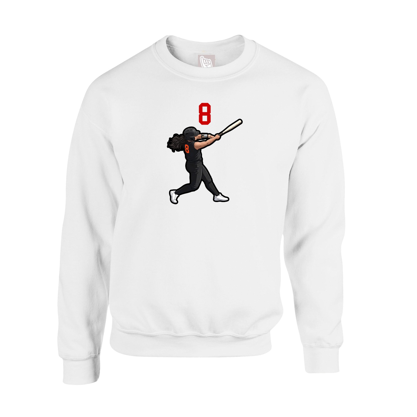 Fleece Crew — Number Top in White