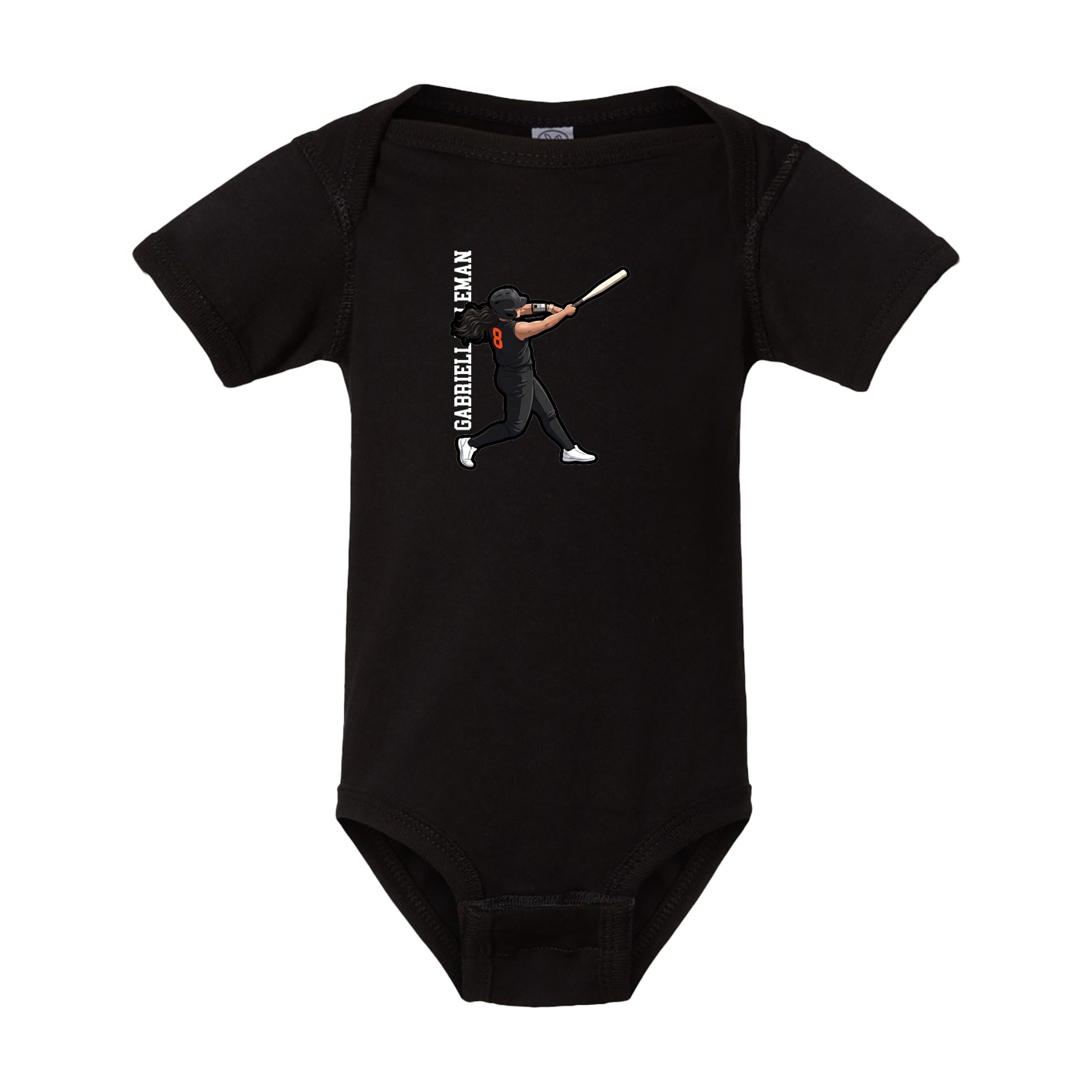 Baby Onesie — Name Vertical in Black