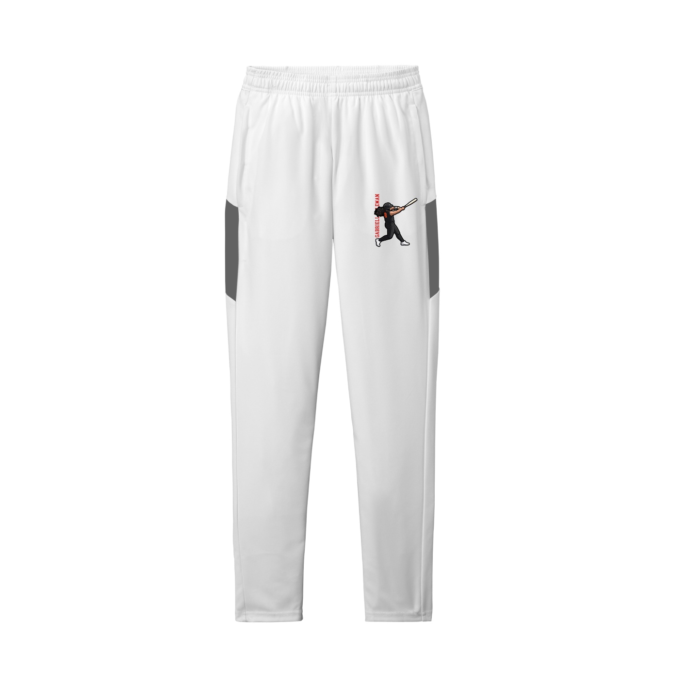 Team Travel Pant — Name Vertical in White/Grey
