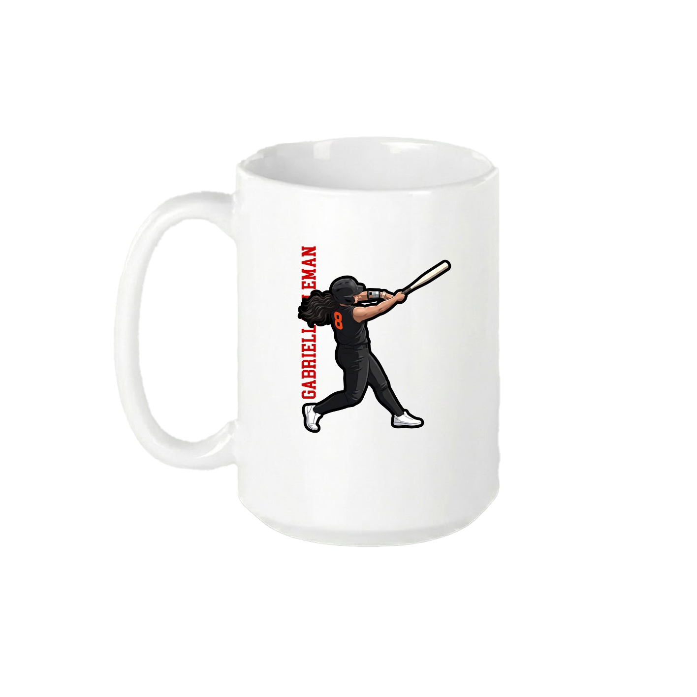 15oz Coffee Mug — Name Vertical in White