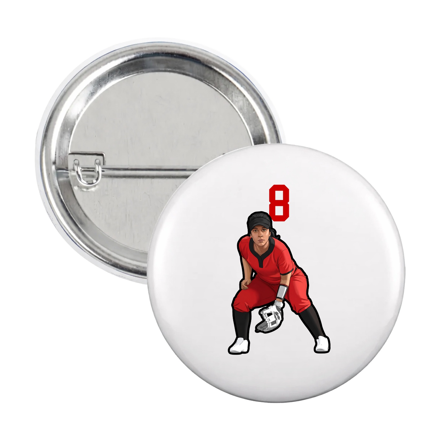 Game Day Button — Number Top in White