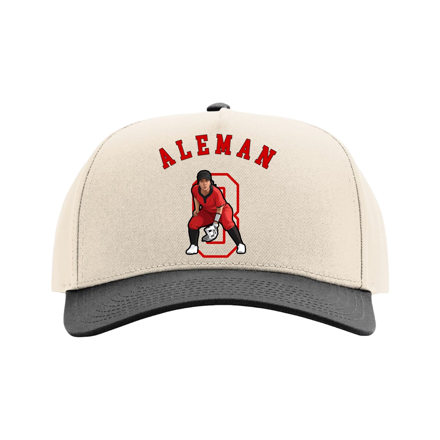 Full Fabric Five-Panel Champ Cap — Shirsey Arch in Cream/Black