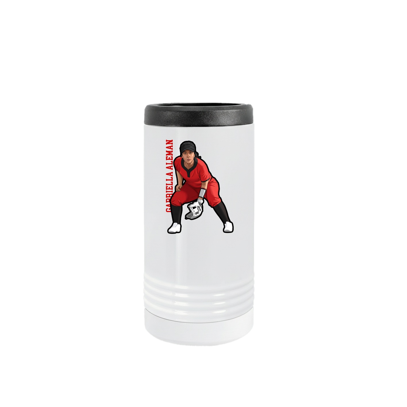 Slim Beverage Holder — Name Vertical in White
