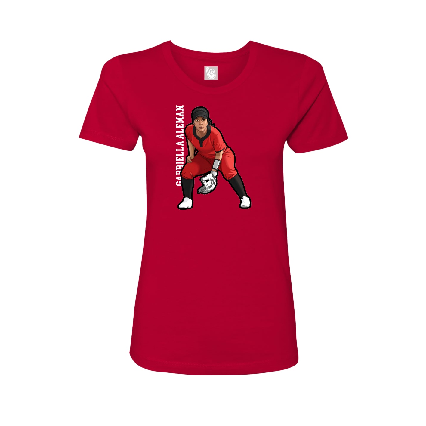 Womens Tee — Name Vertical in Red