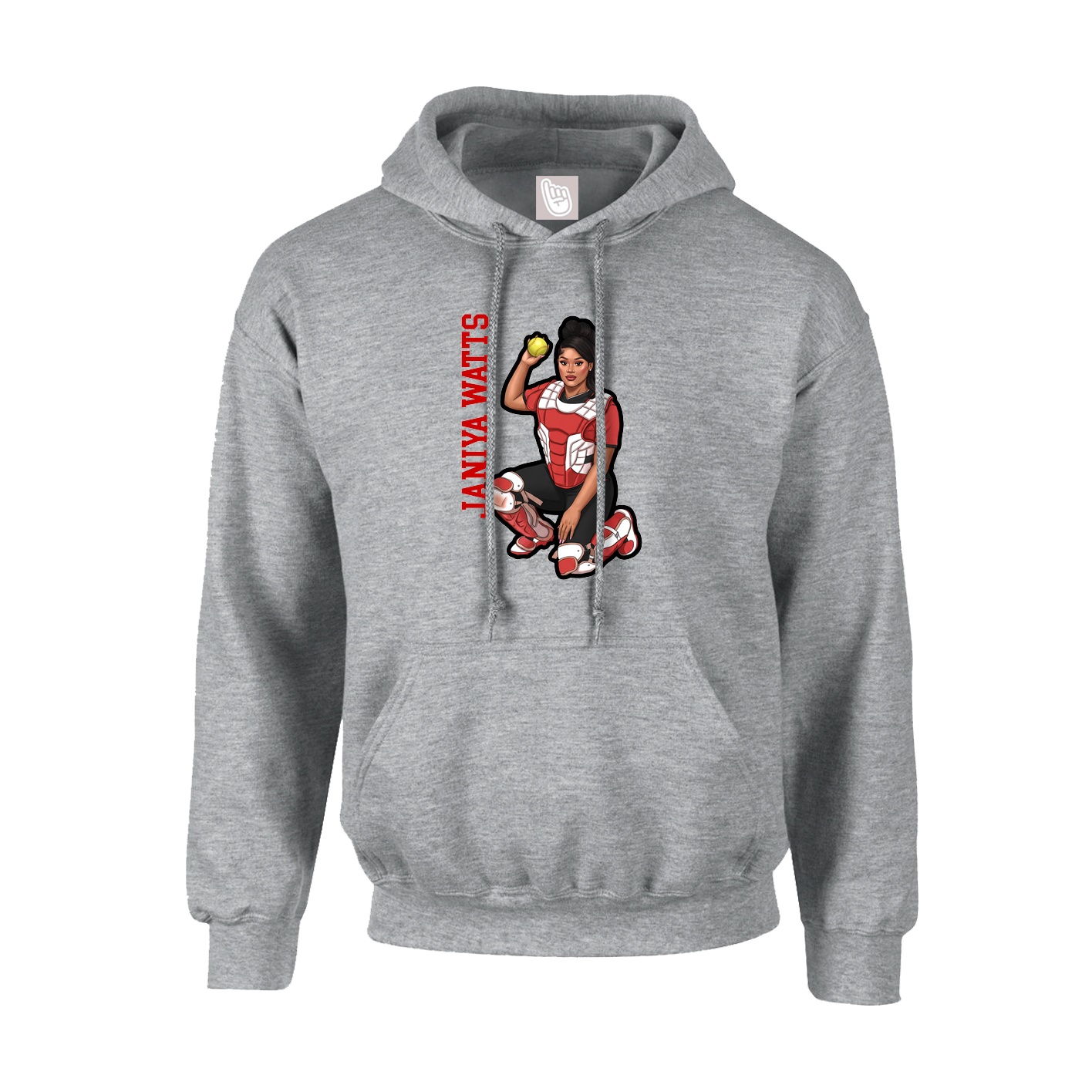 Hoodie — Name Vertical in Grey