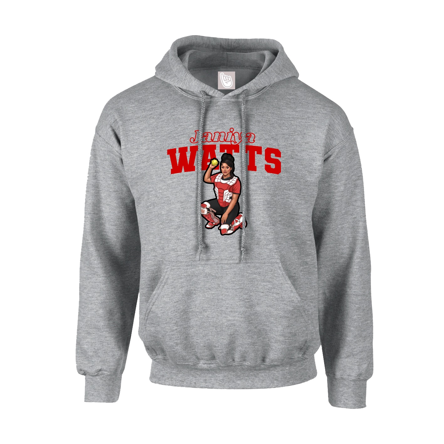 Youth Hoodie — Name Arch in Grey