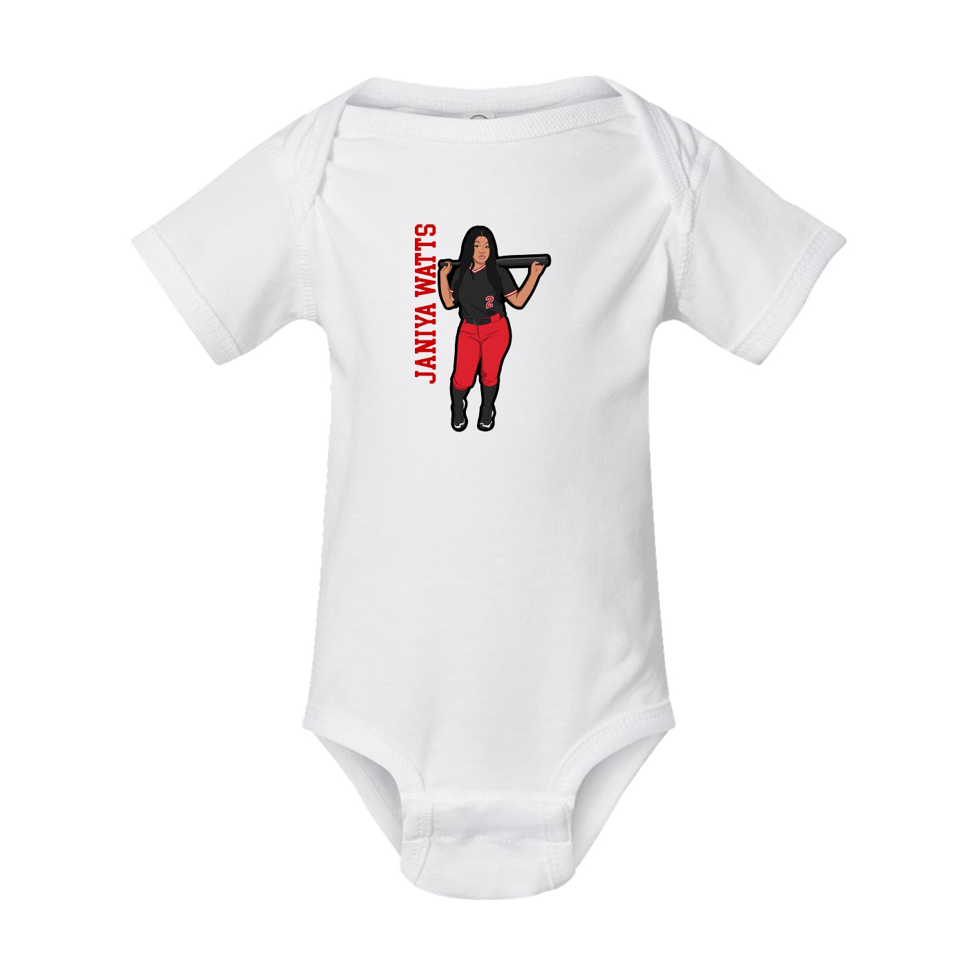 Baby Onesie — Name Vertical in White