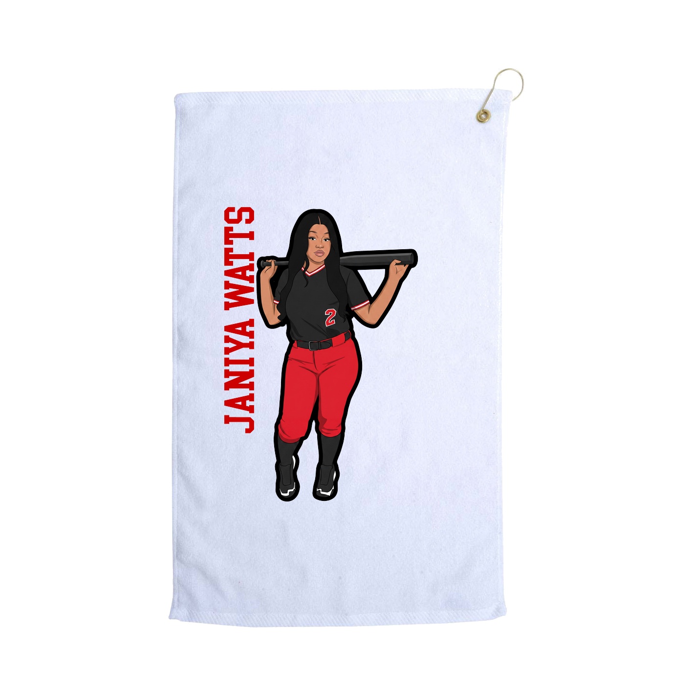 Golf Towel — Name Vertical in White