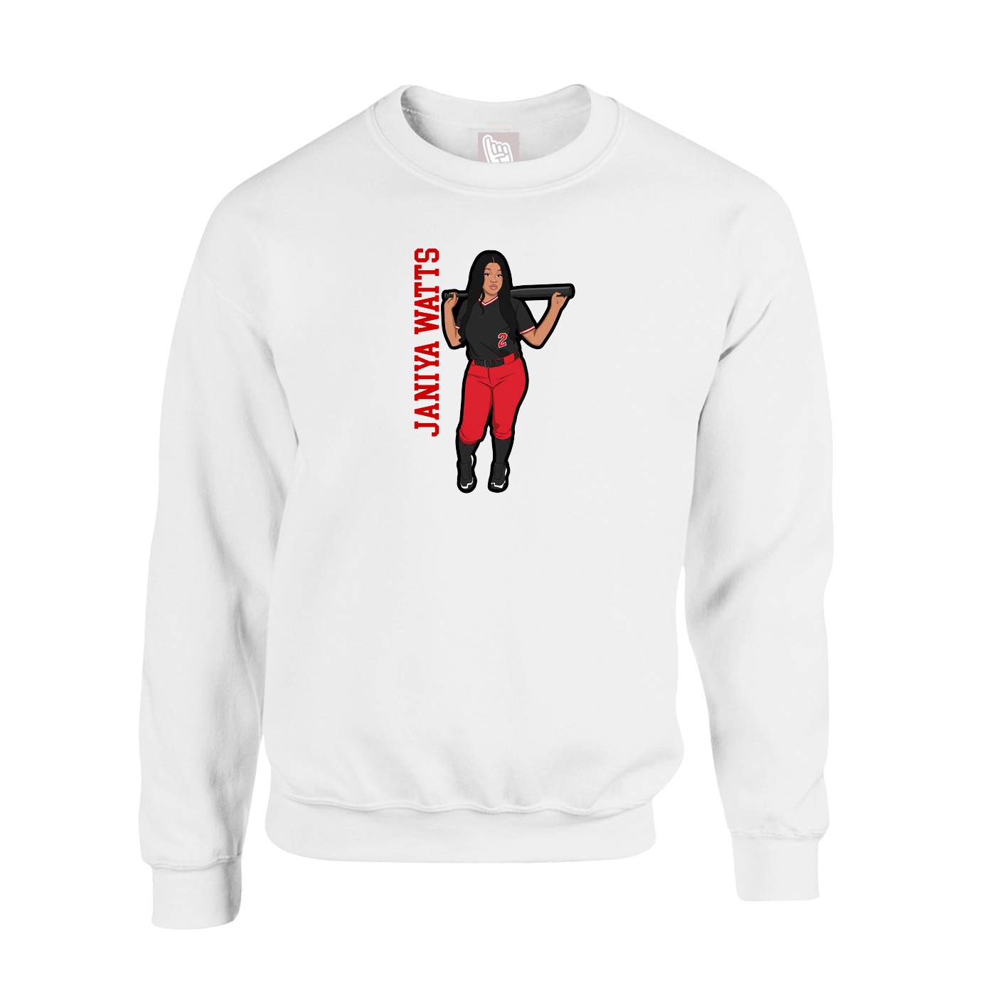 Fleece Crew — Name Vertical in White