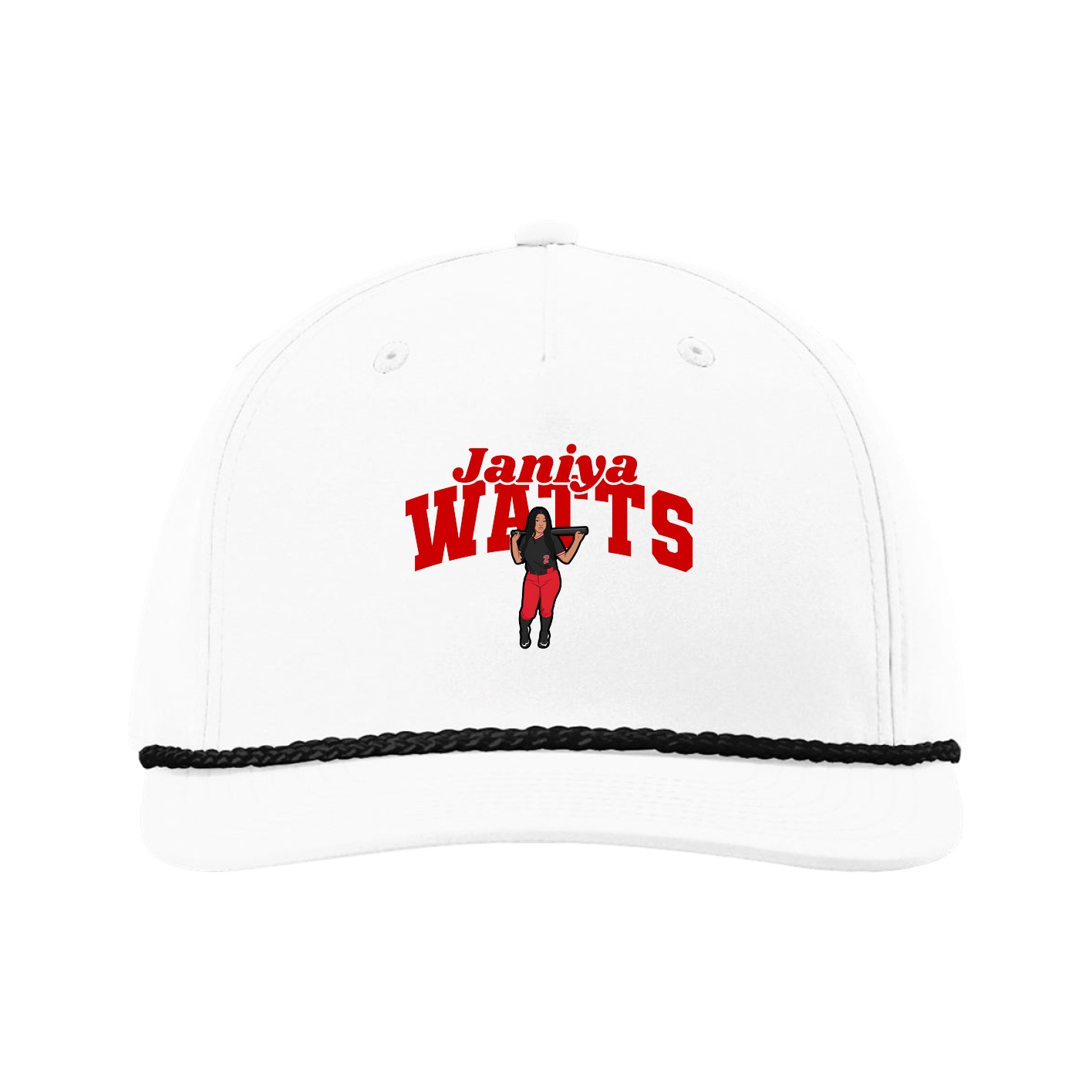 Five-Panel Classic Rope Cap — Signature Arch in White