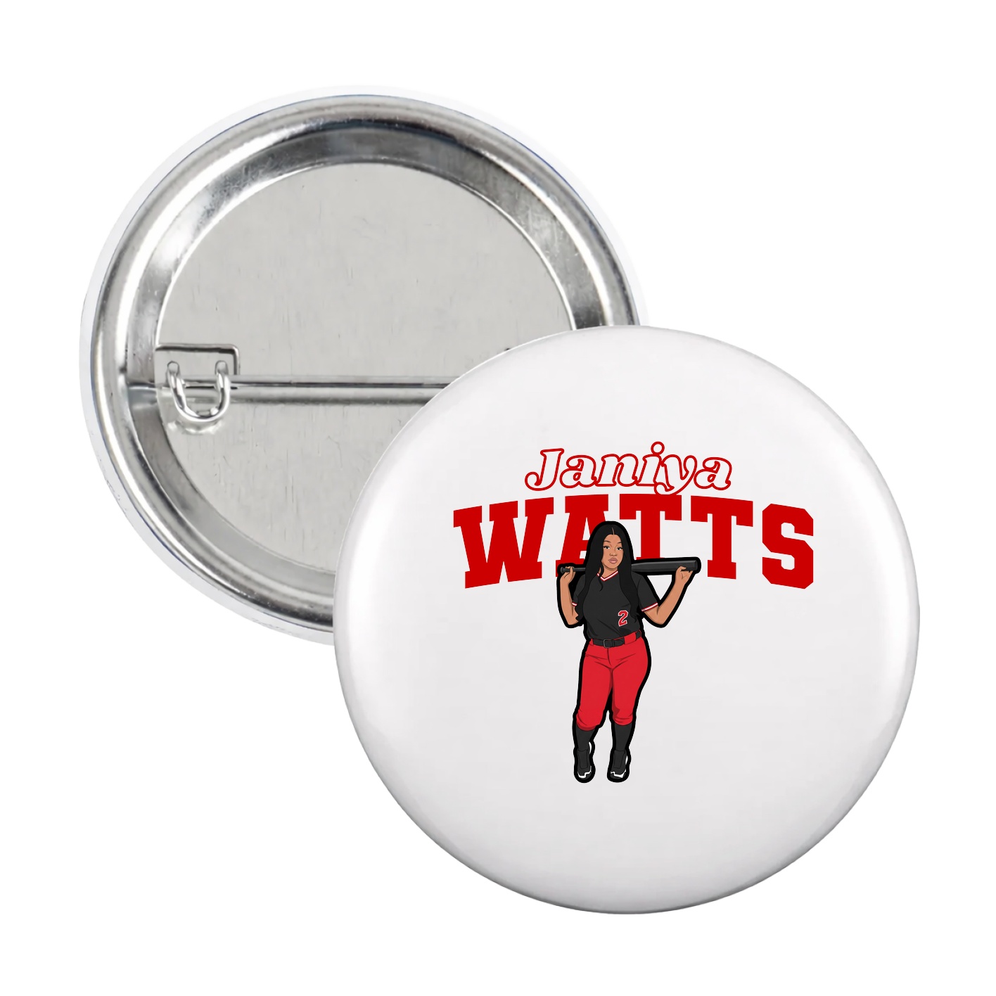 Game Day Button — Name Arch in White