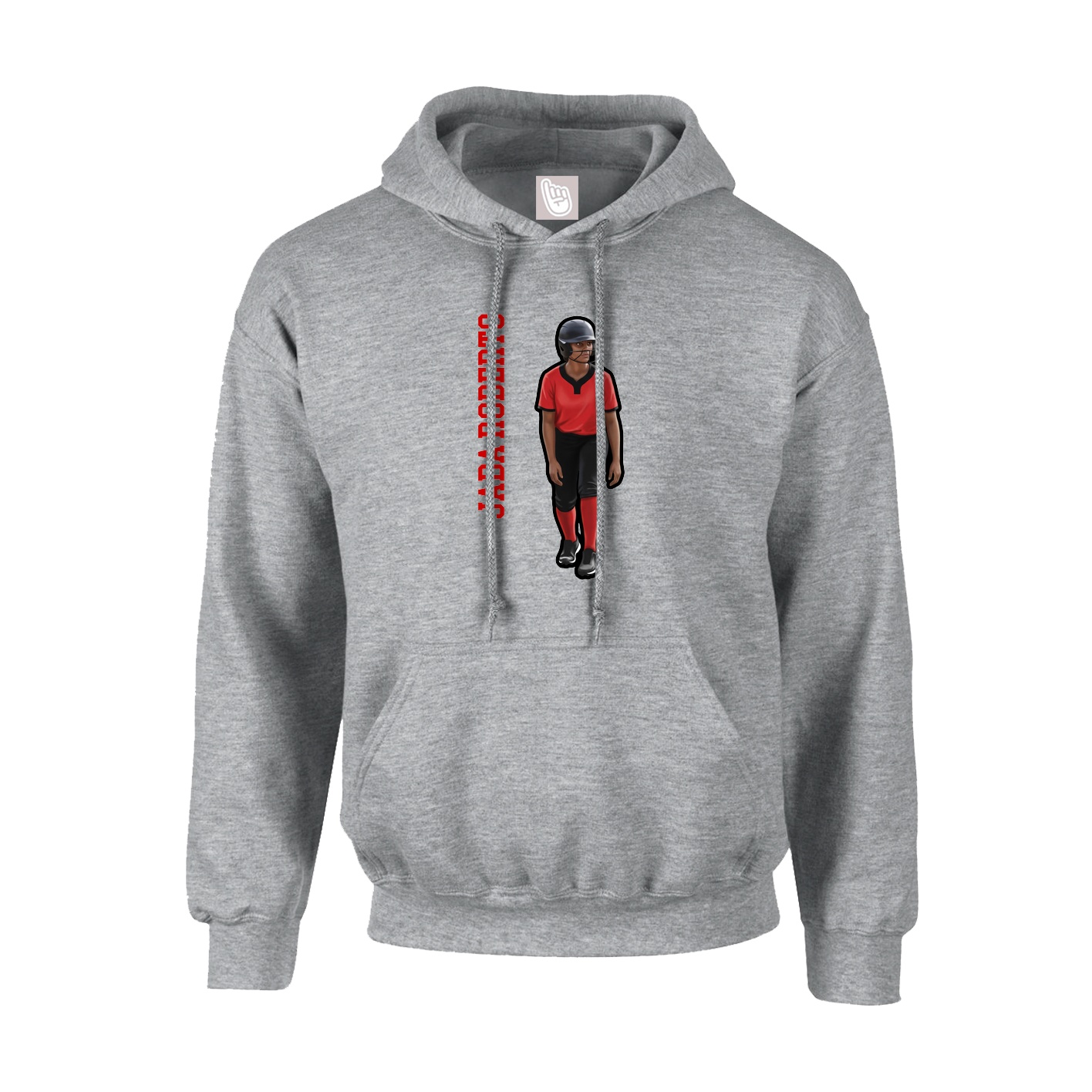 Hoodie — Name Vertical in Grey