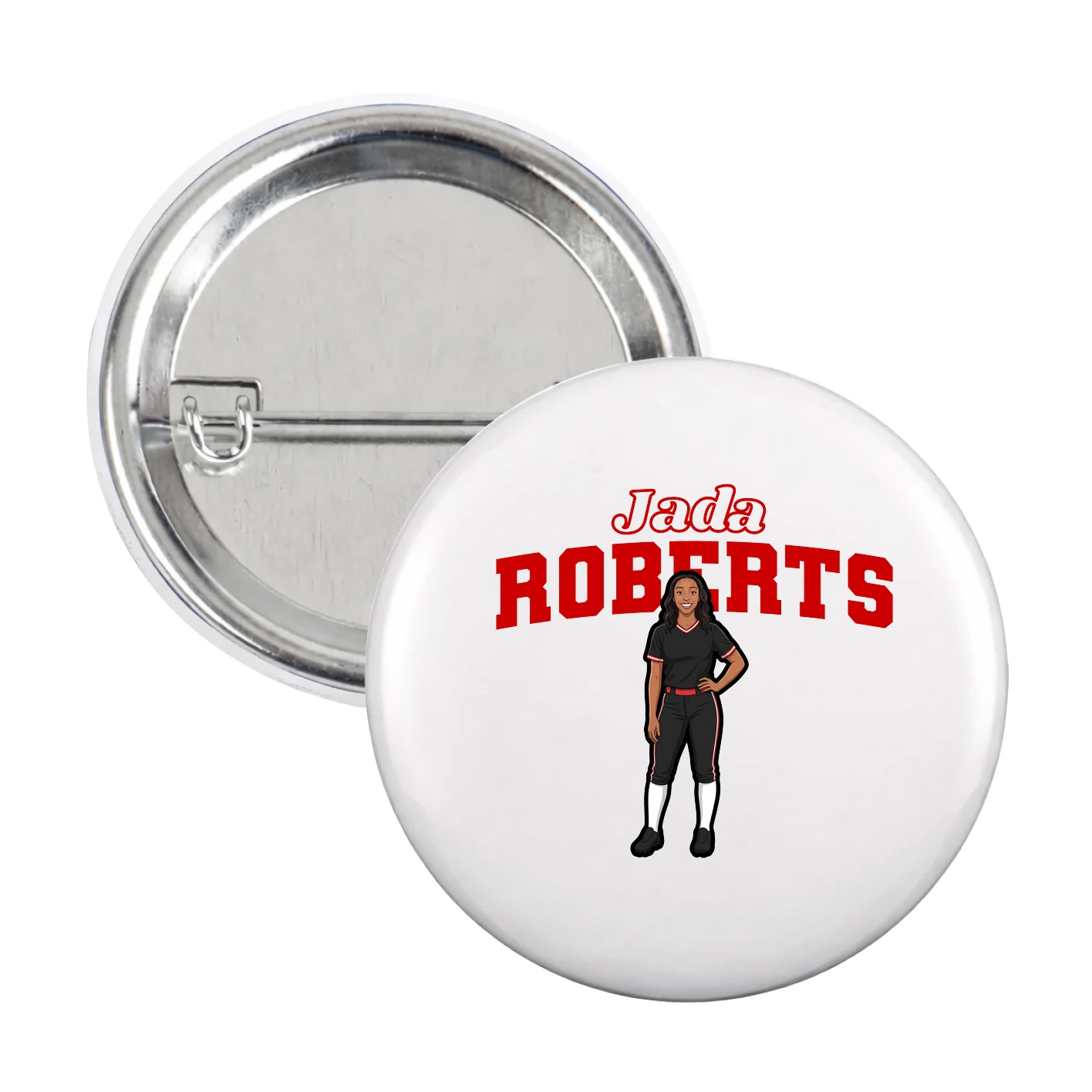 Game Day Button — Name Arch in White