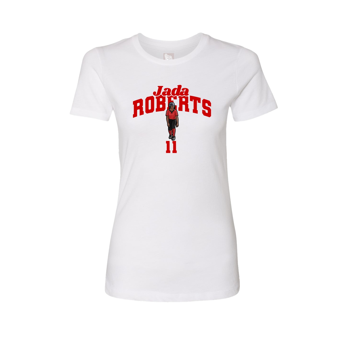 Fitted Women's Tee — Signature Arch in White
