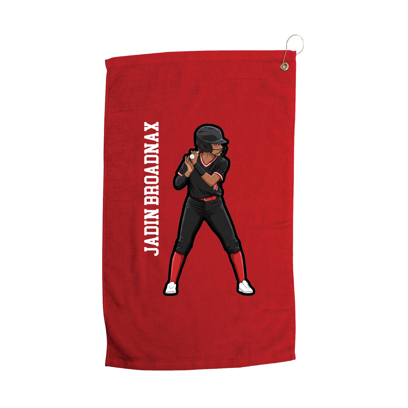Golf Towel — Name Vertical in Red