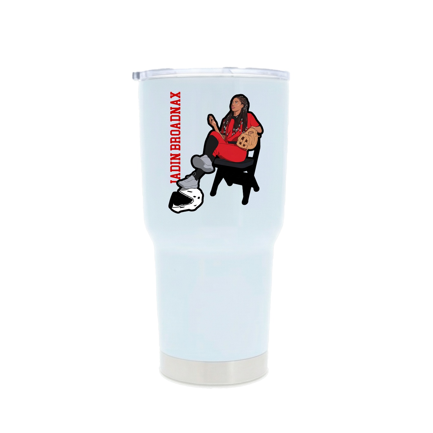 30oz Stainless Steel Tumbler — Name Vertical in White