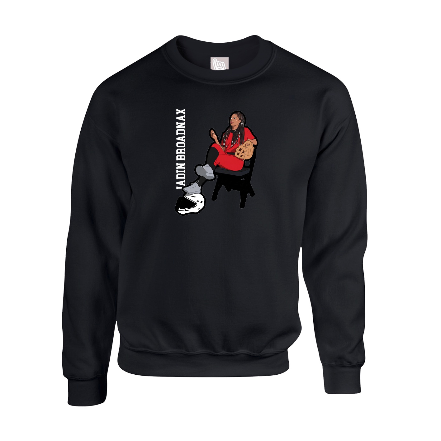 Fleece Crew — Name Vertical in Black