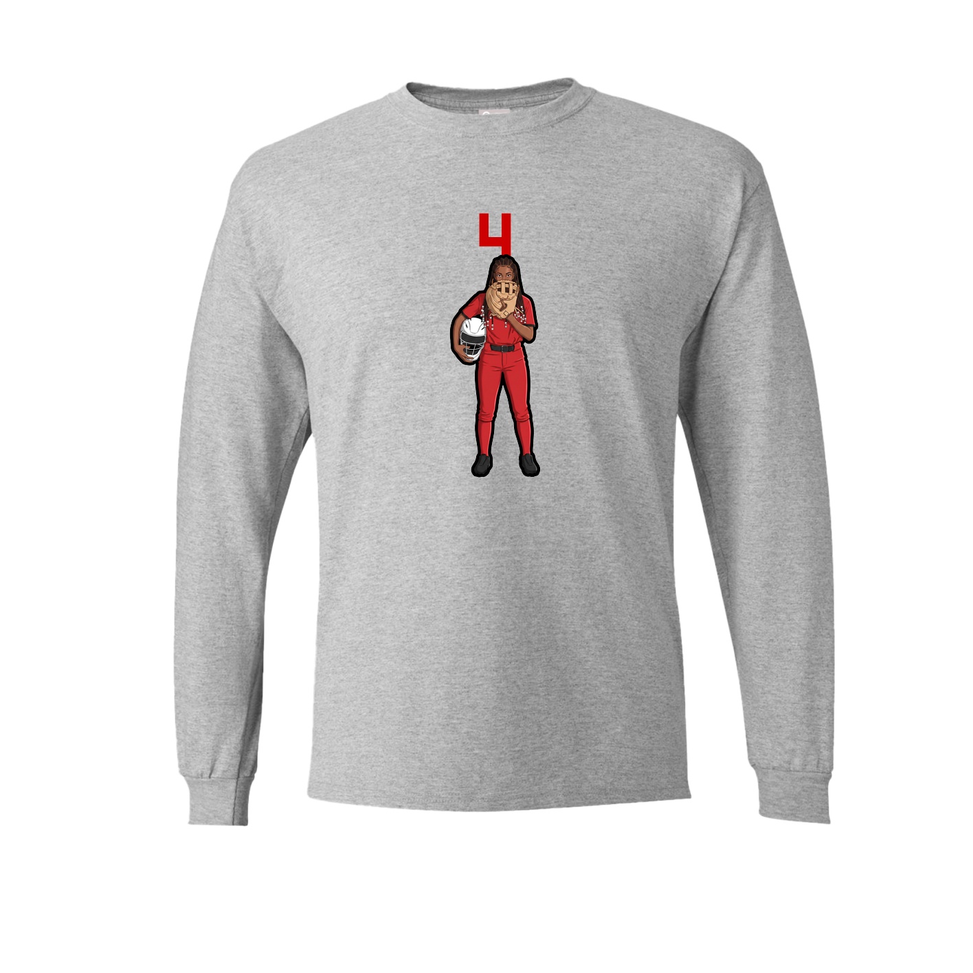 Long Sleeve Tee — Number Top in Grey