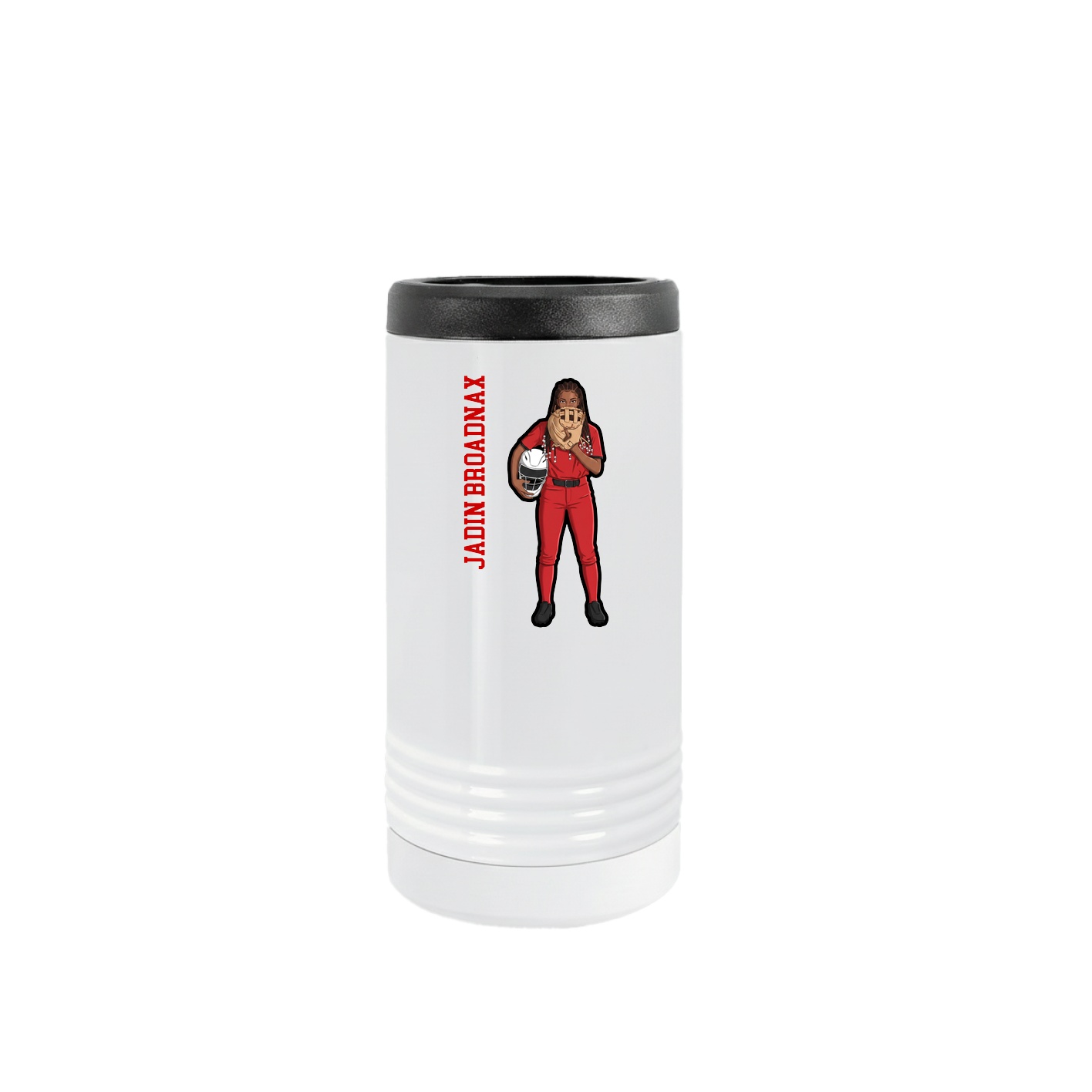 Slim Beverage Holder — Name Vertical in White