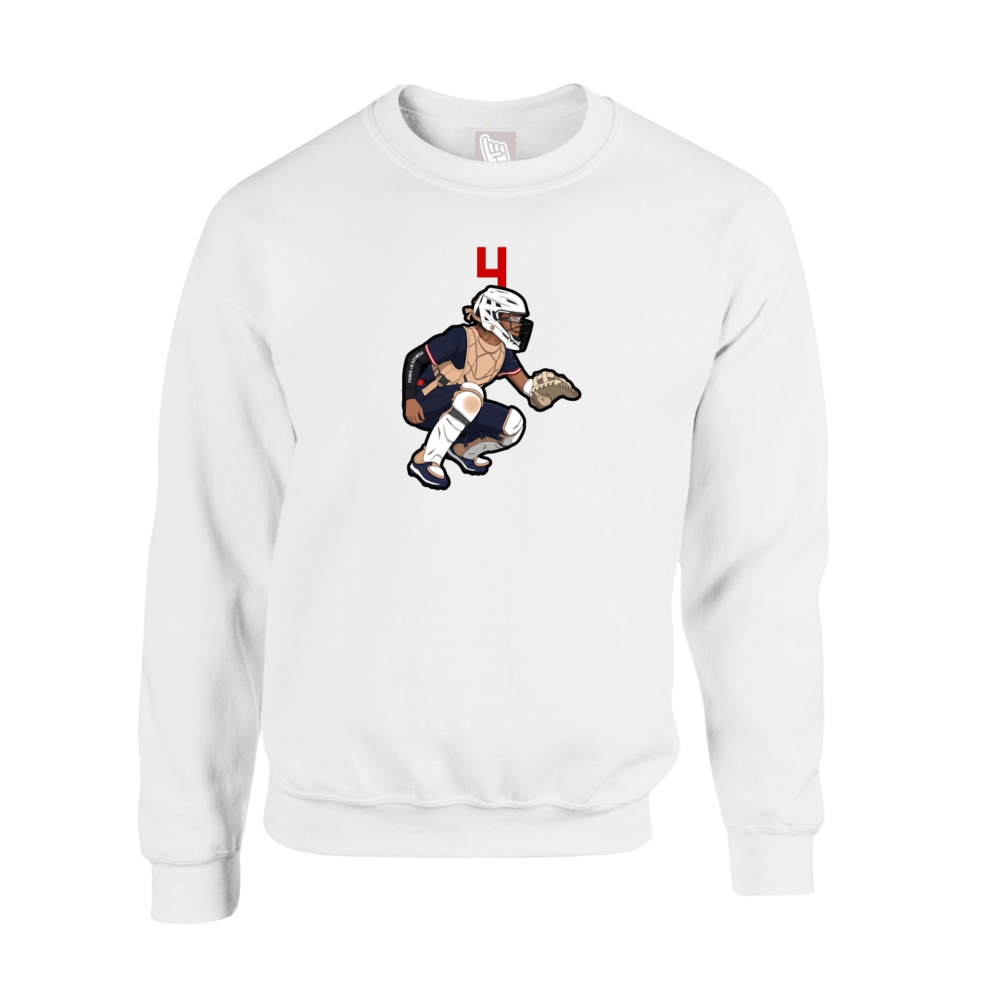 Fleece Crew — Number Top in White