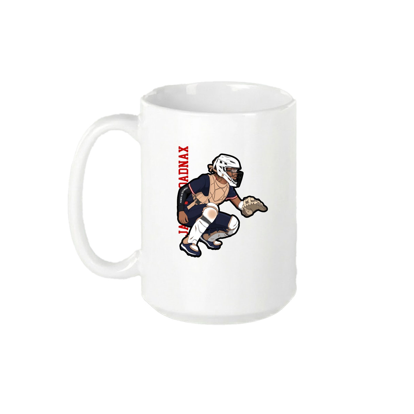 15oz Coffee Mug — Name Vertical in White