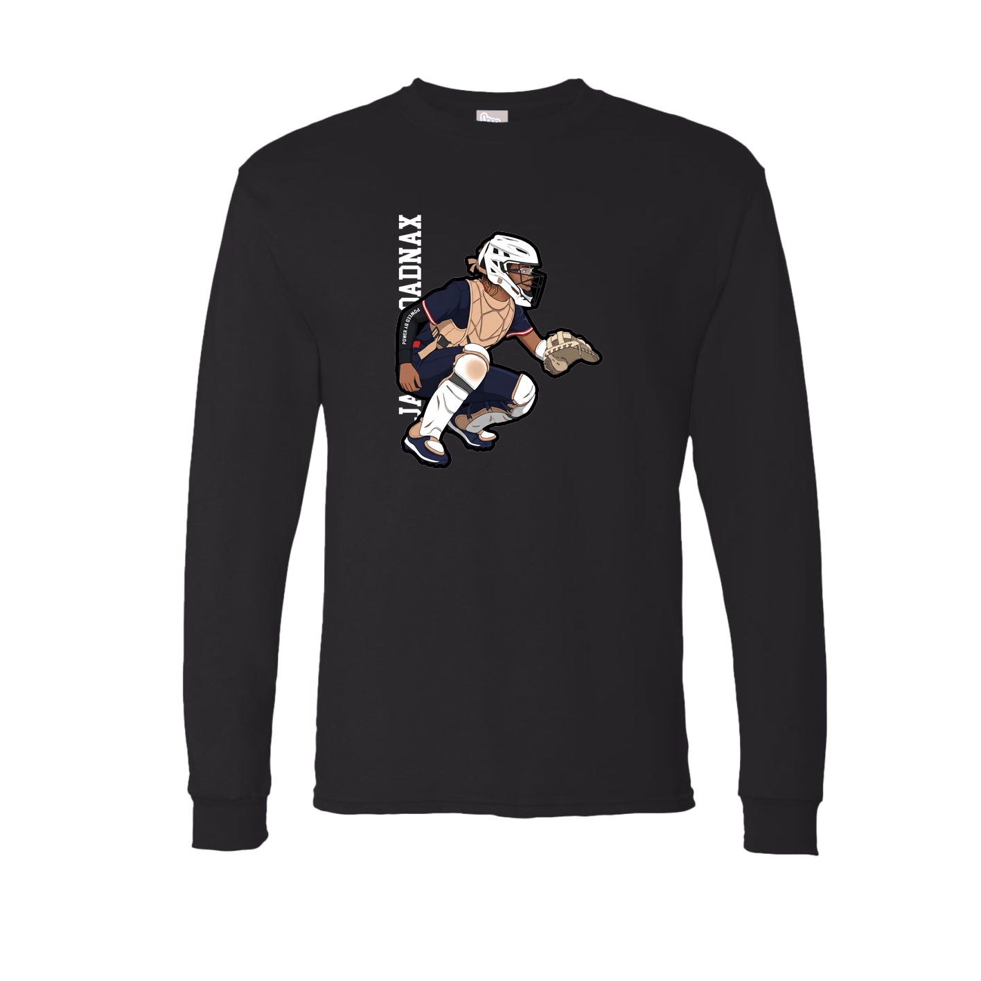 Long Sleeve Tee — Name Vertical in Black