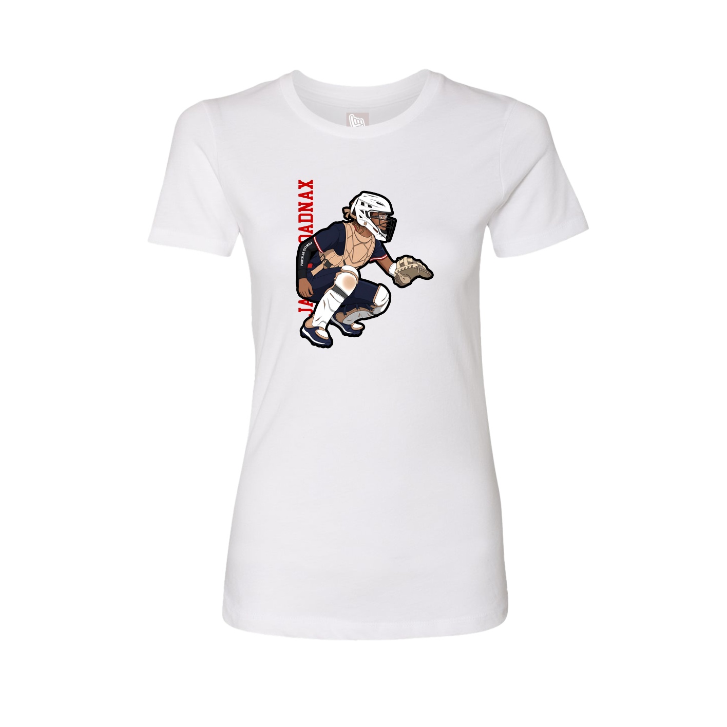 Womens Tee — Name Vertical in White