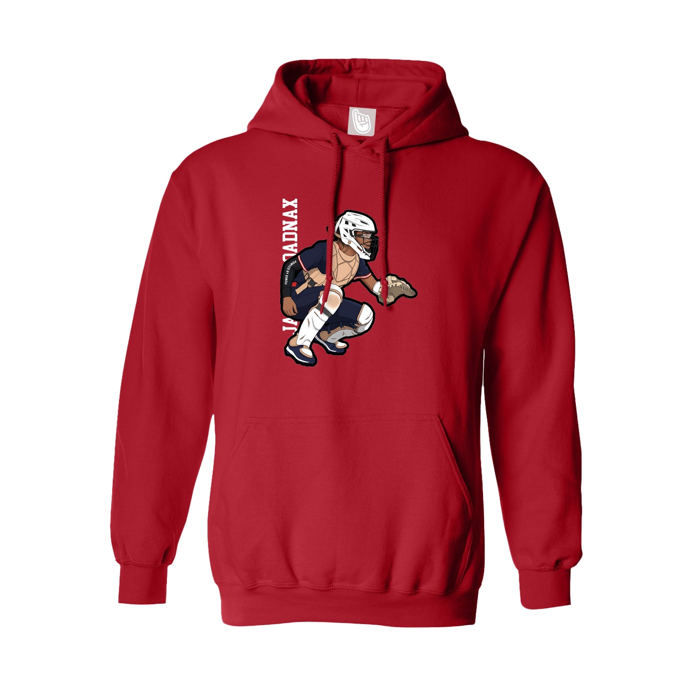 Youth Hoodie — Name Vertical in Red