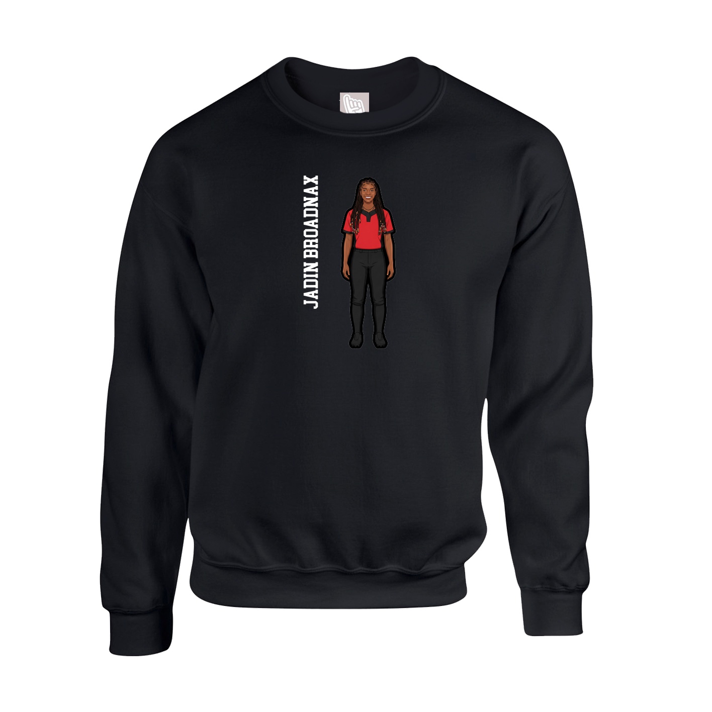 Fleece Crew — Name Vertical in Black
