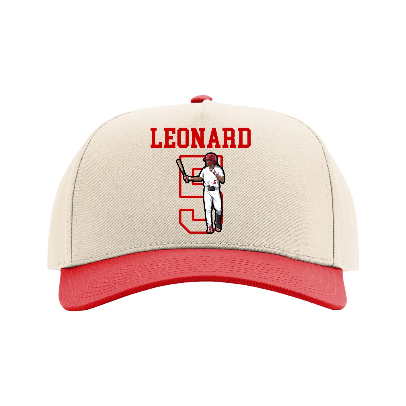 Full Fabric Five-Panel Champ Cap — Shirsey in Cream/Red