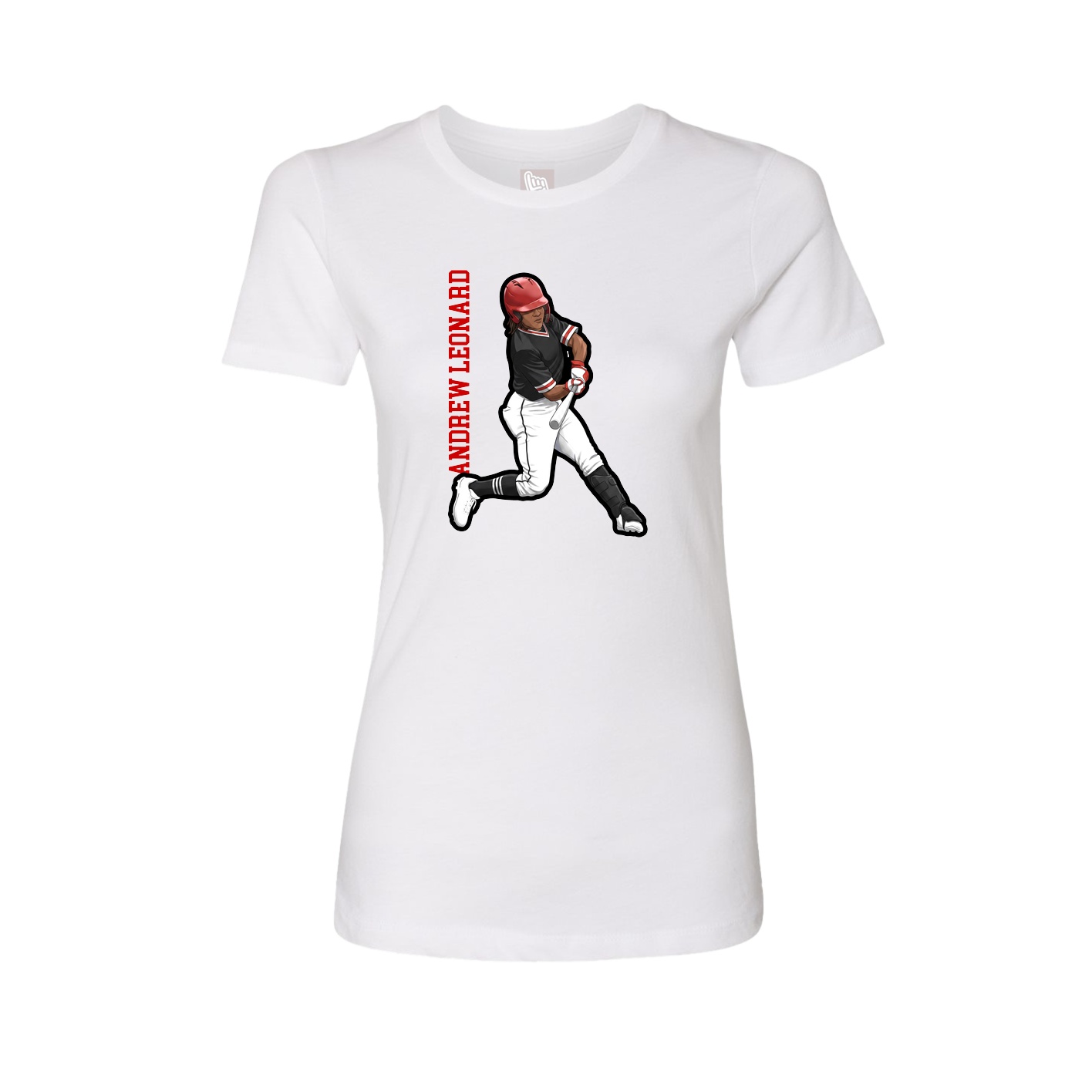 Womens Tee — Name Vertical in White