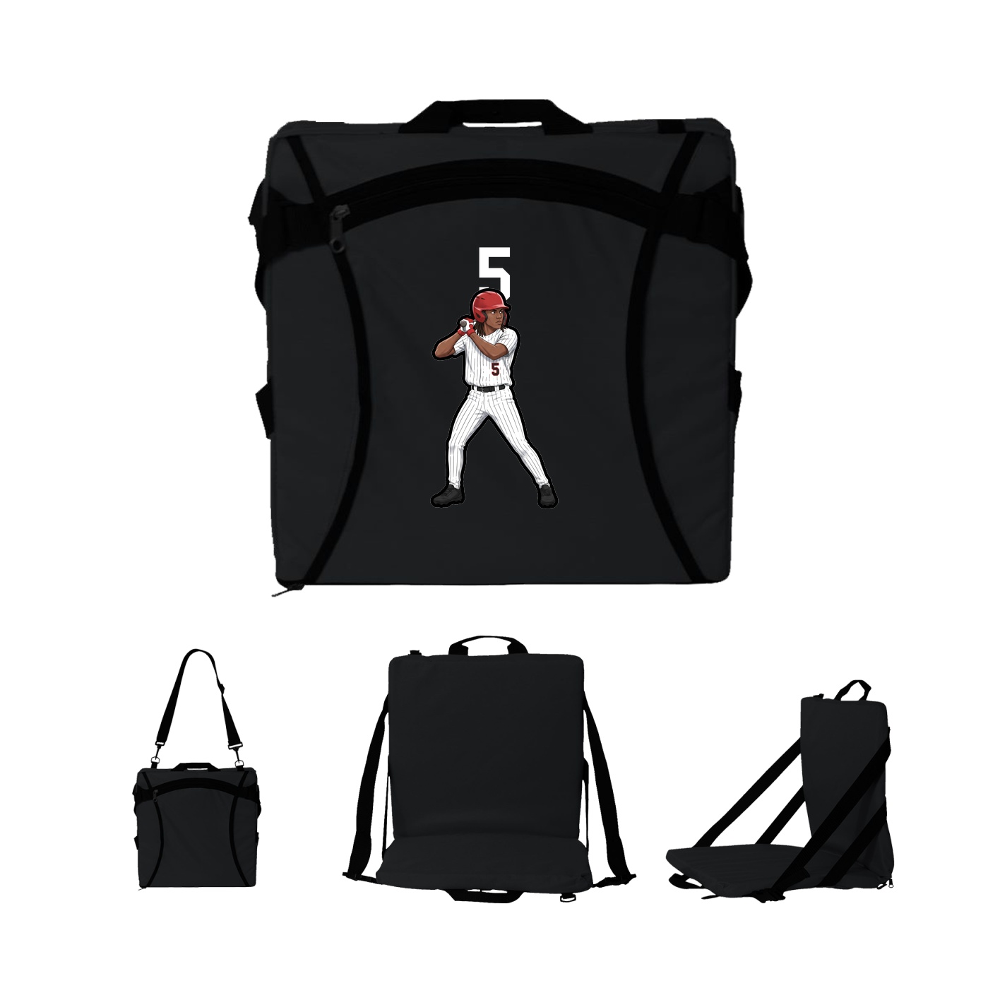 Folding Stadium Seat — Number Top in Black