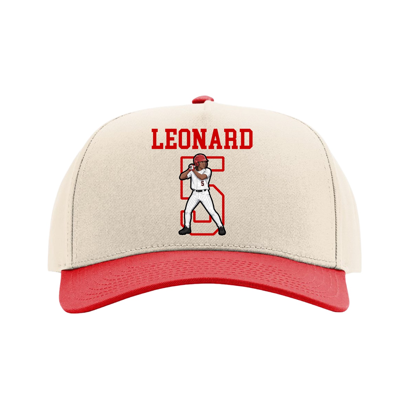 Full Fabric Five-Panel Champ Cap — Shirsey in Cream/Red