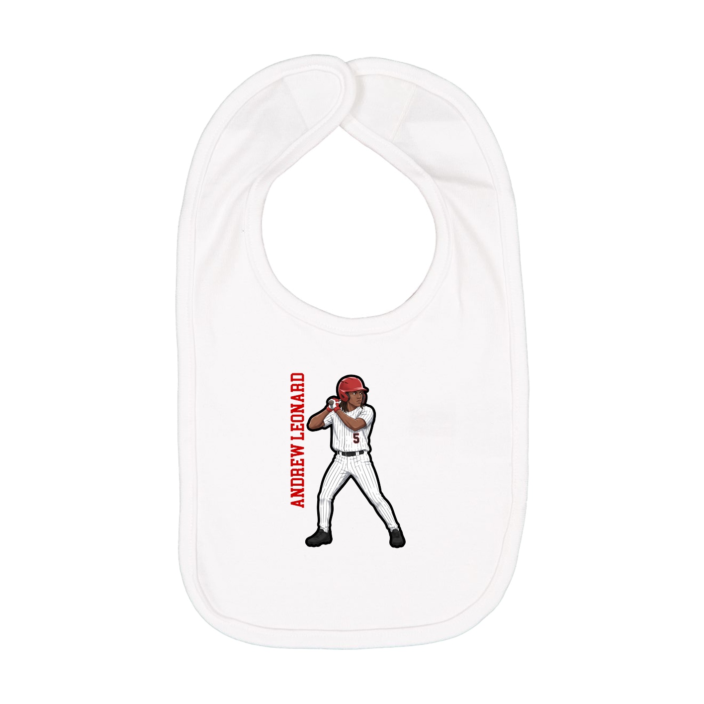 Infant Bib — Name Vertical in White