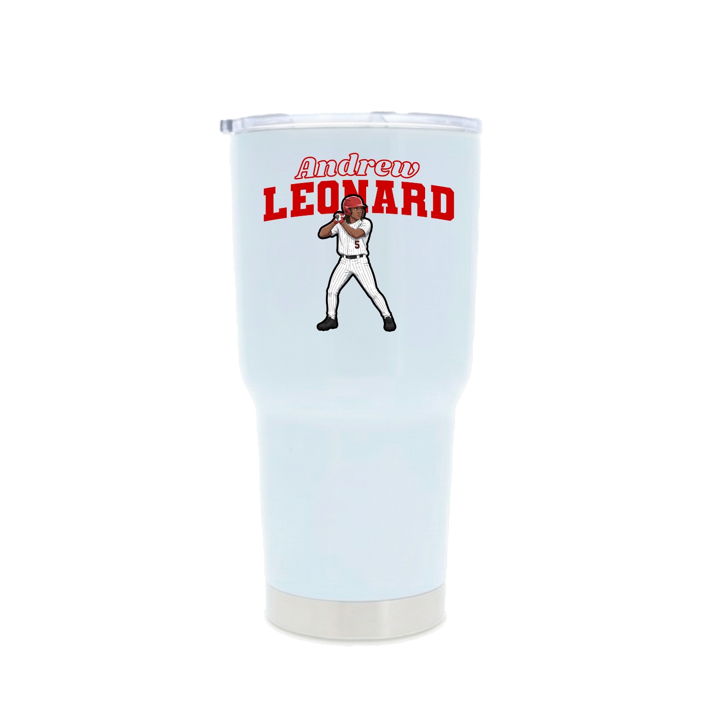 30oz Stainless Steel Tumbler — Name Arch in White