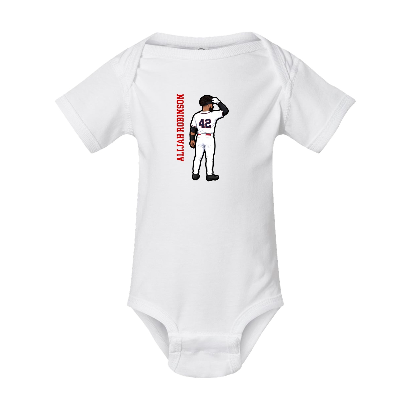 Baby Onesie — Name Vertical in White