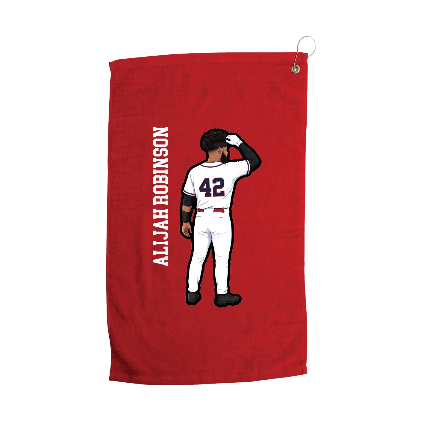 Golf Towel — Name Vertical in Red