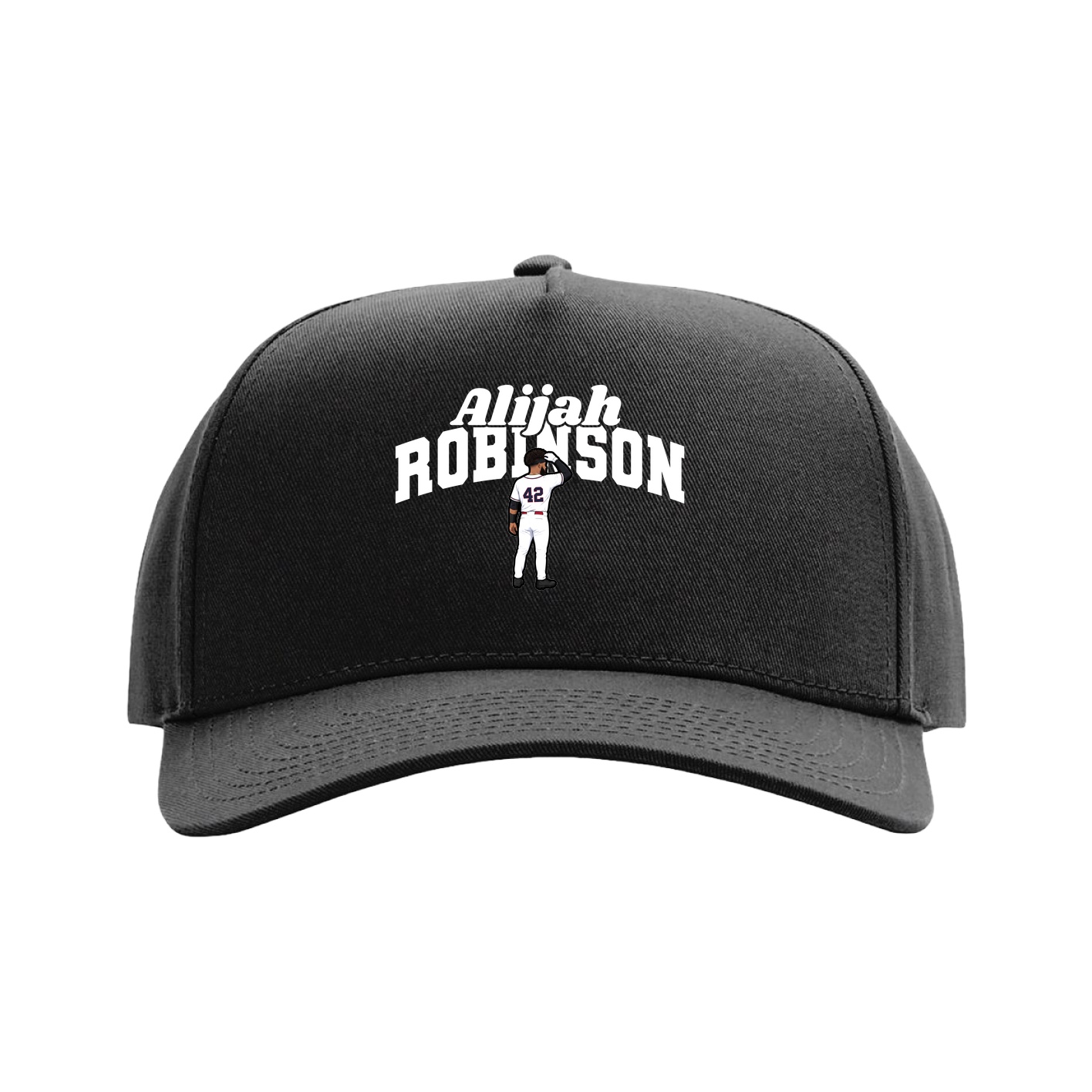 Full Fabric Five-Panel Champ Cap — Signature Arch in Black