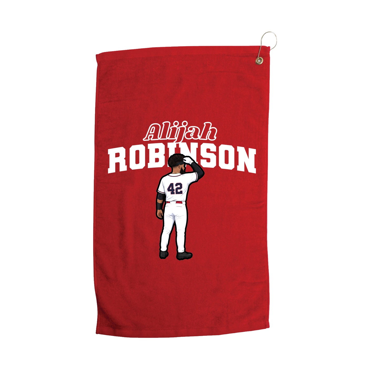 Golf Towel — Name Arch in Red