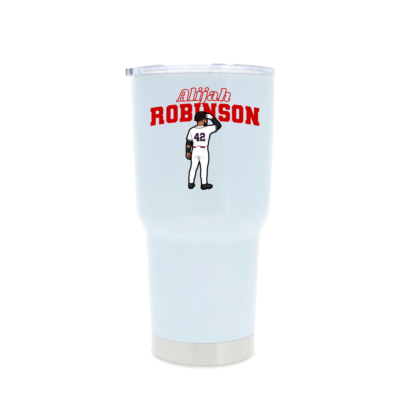 30oz Stainless Steel Tumbler — Name Arch in White