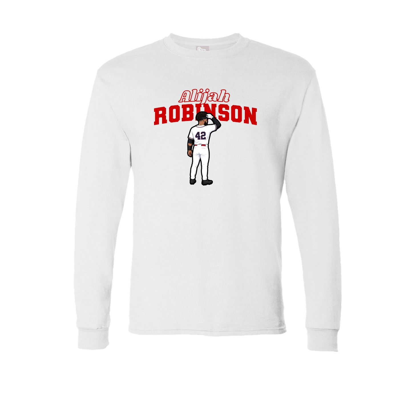 Long Sleeve Tee — Name Arch in White