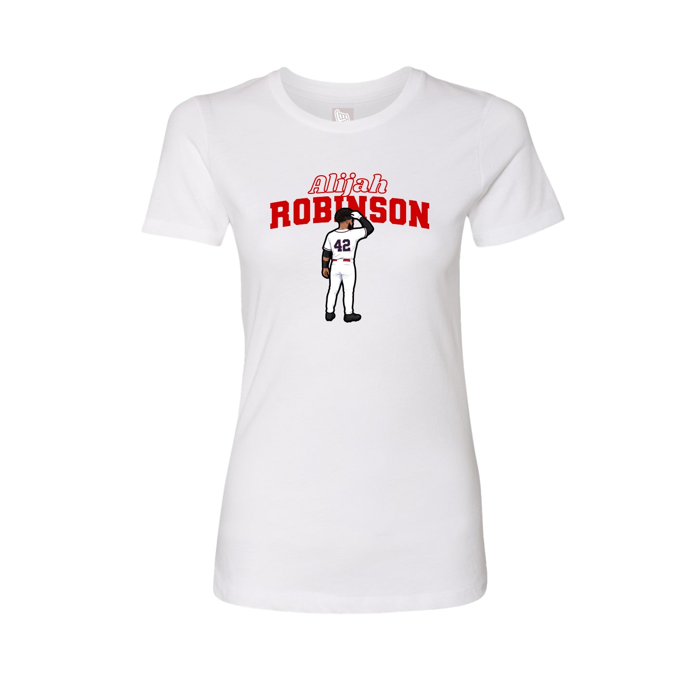 Womens Tee — Name Arch in White