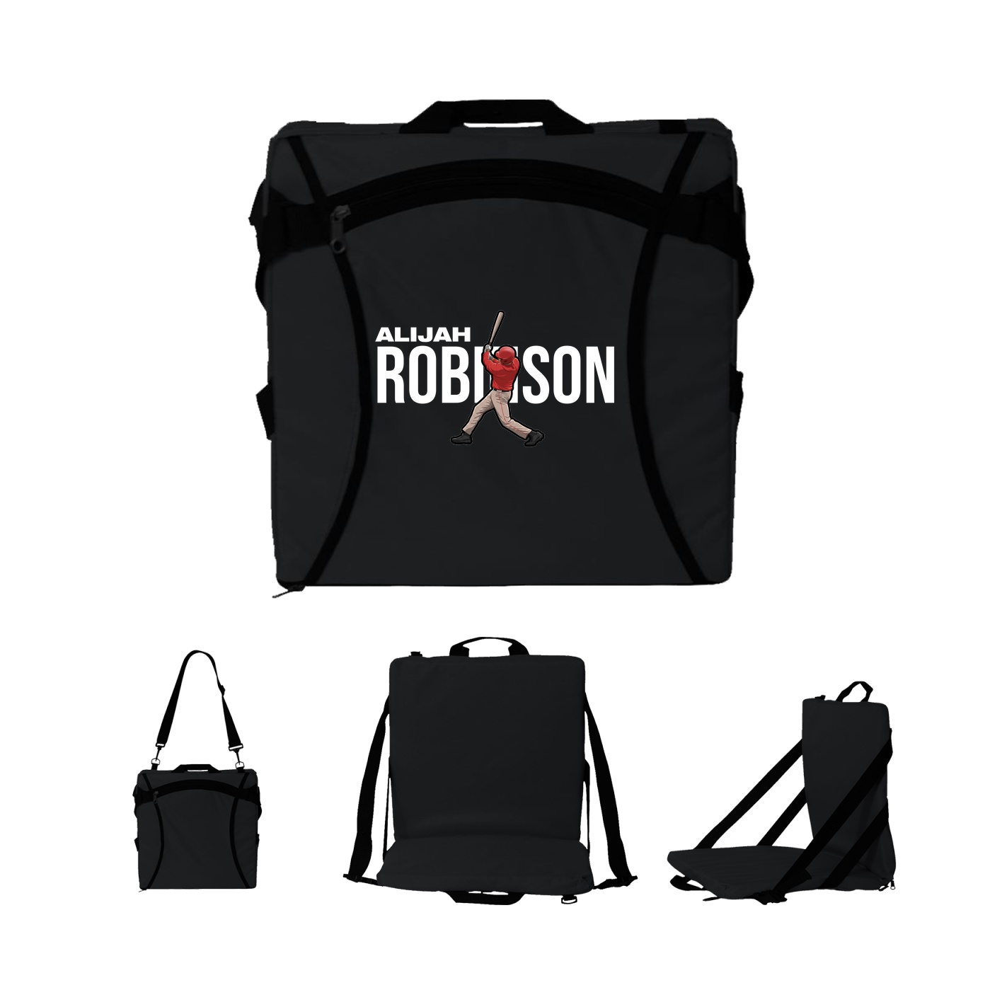 Folding Stadium Seat — Player Name in Black