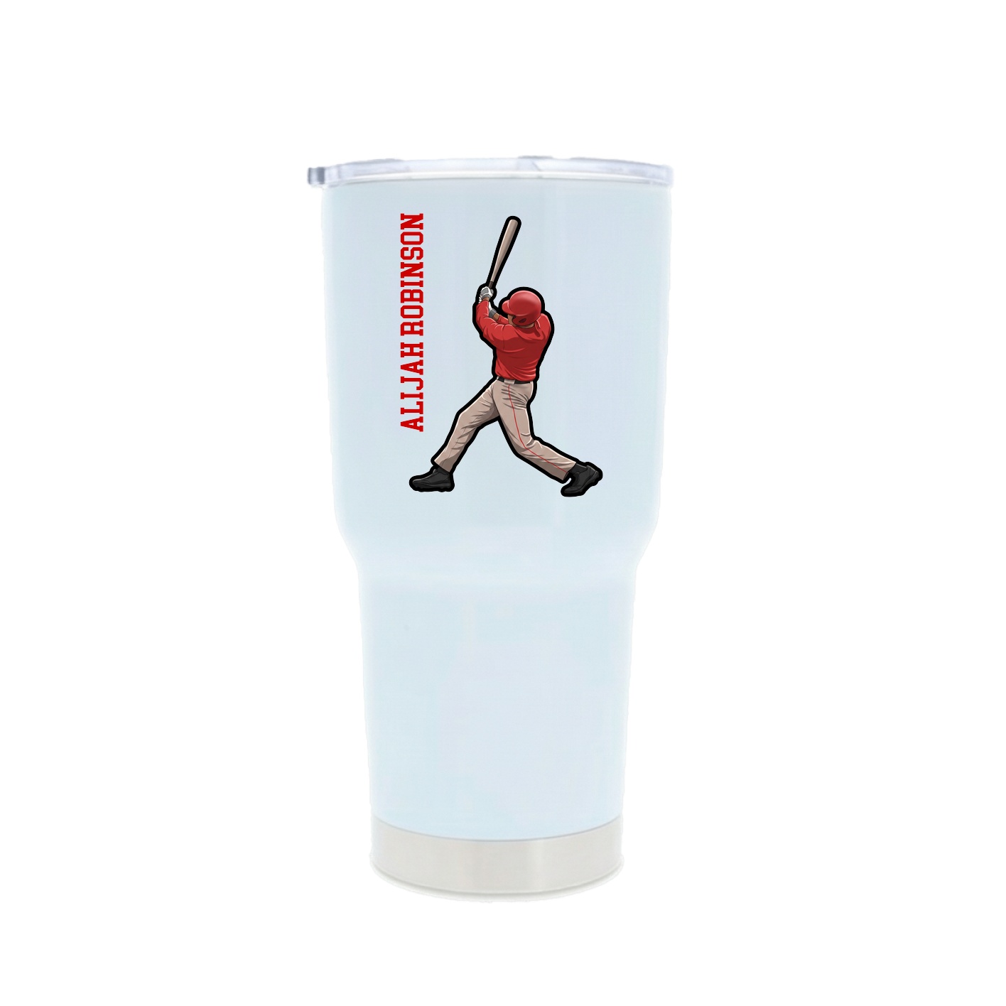 30oz Stainless Steel Tumbler — Name Vertical in White