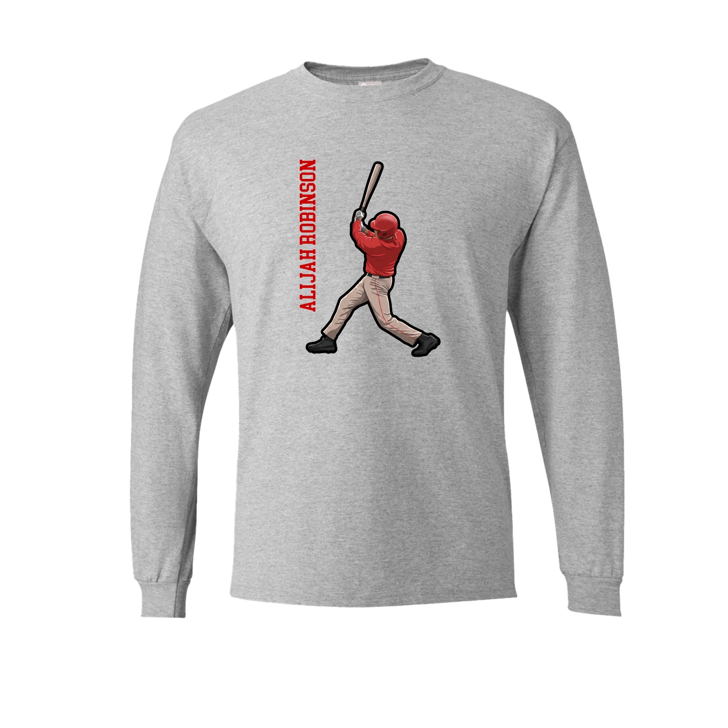 Long Sleeve Tee — Name Vertical in Grey