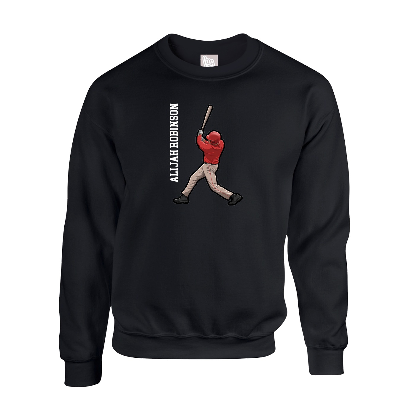 Fleece Crew — Name Vertical in Black