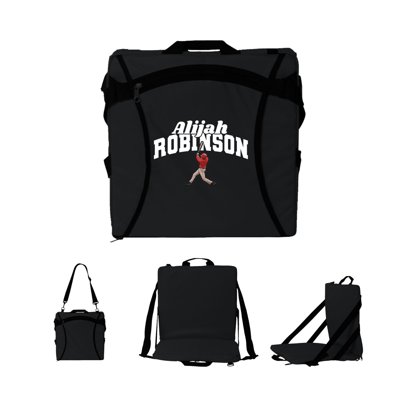 Folding Stadium Seat — Signature Arch in Black