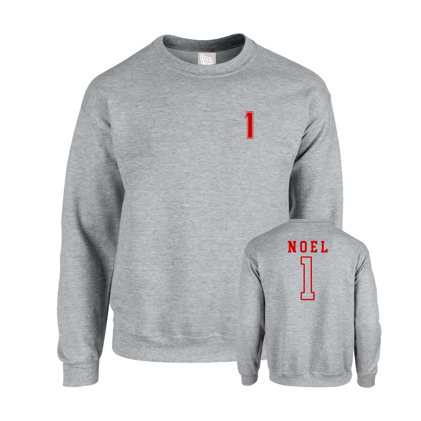 Fleece Crew — Chest Back in Grey