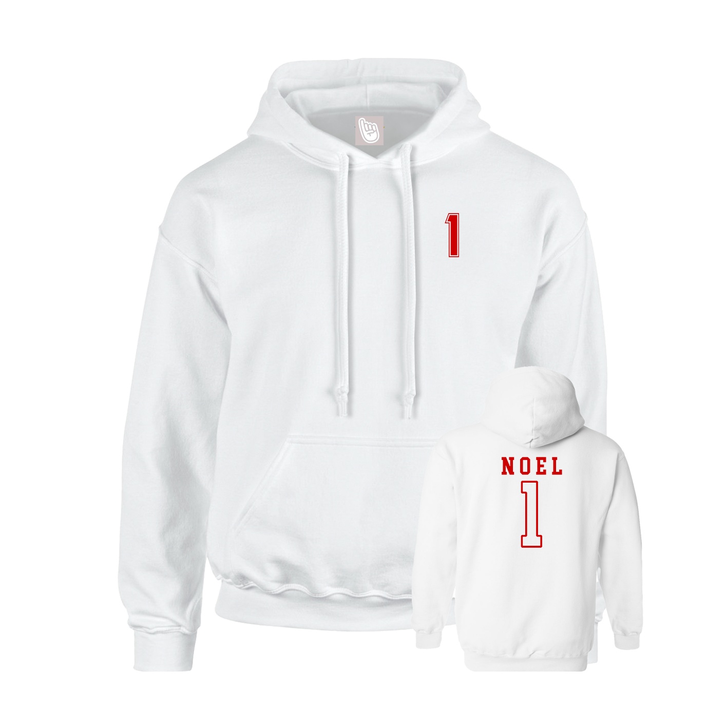 Youth Hoodie — Chest Back in White