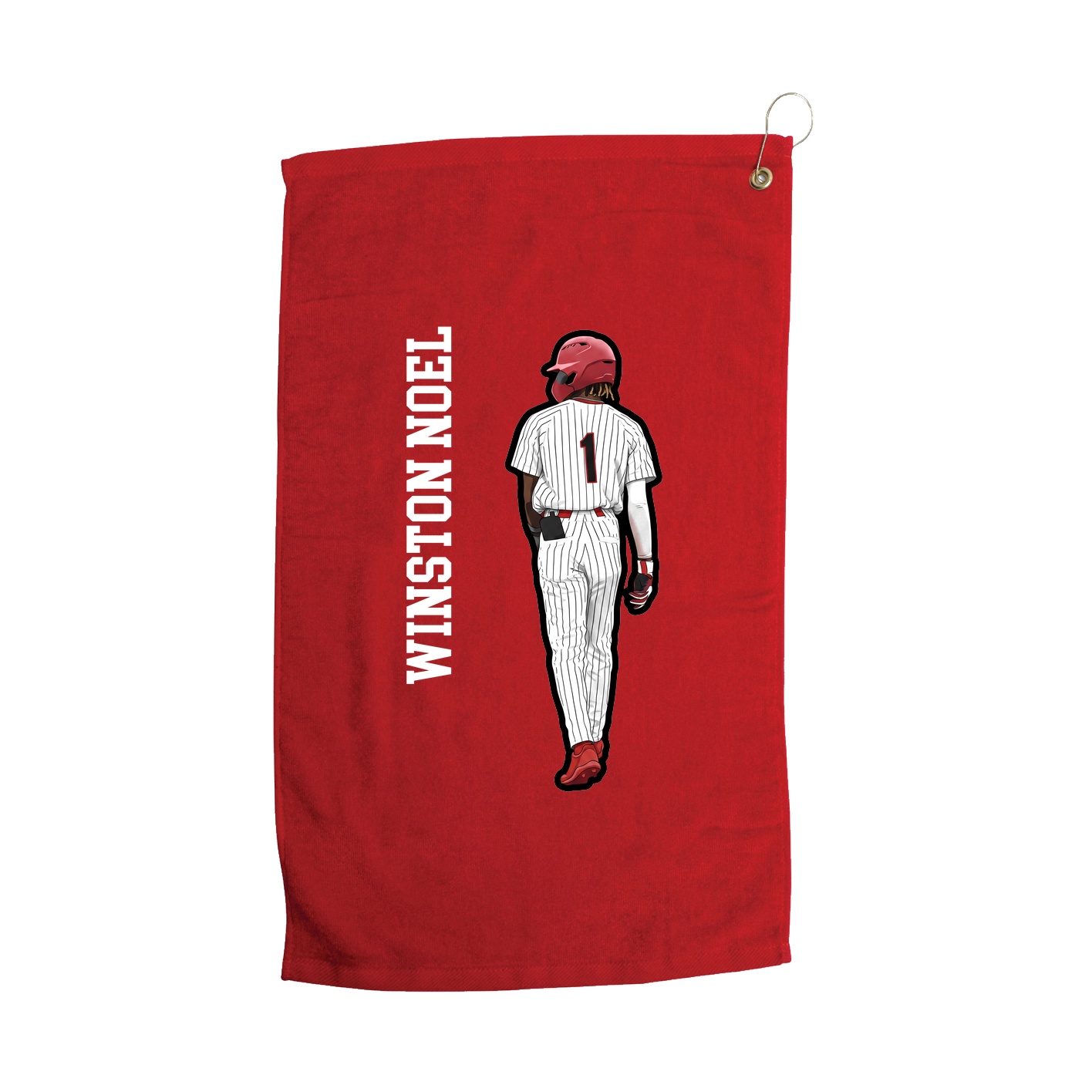 Golf Towel — Name Vertical in Red